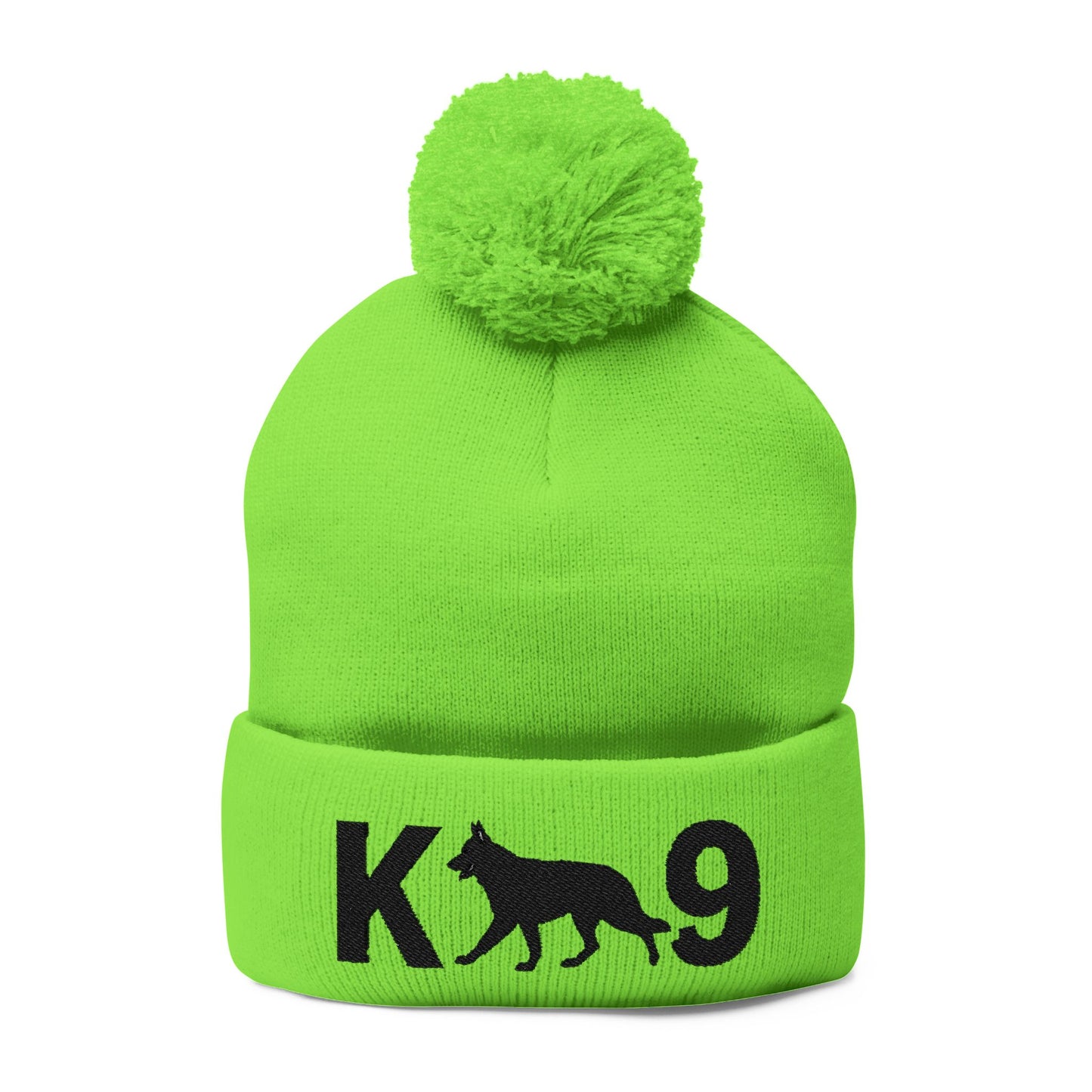 Embroidered K9 Pom-Pom Knit Cap - German Shepherd Design | Winter Beanie, Dog Lover Gift