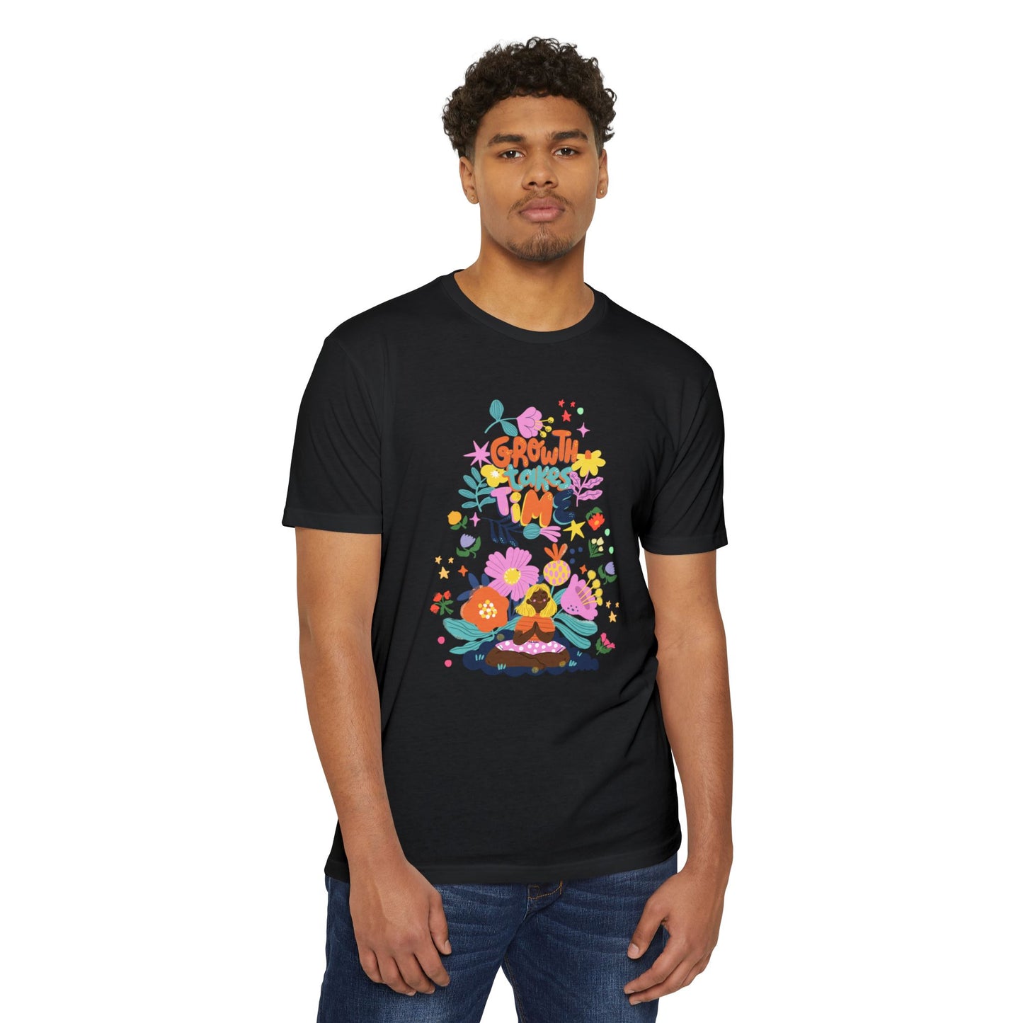 Growth Takes Time Floral Unisex T-Shirt, Spring Tee, Inspirational T-Shirt, Casual Wear, Unique Gift Idea