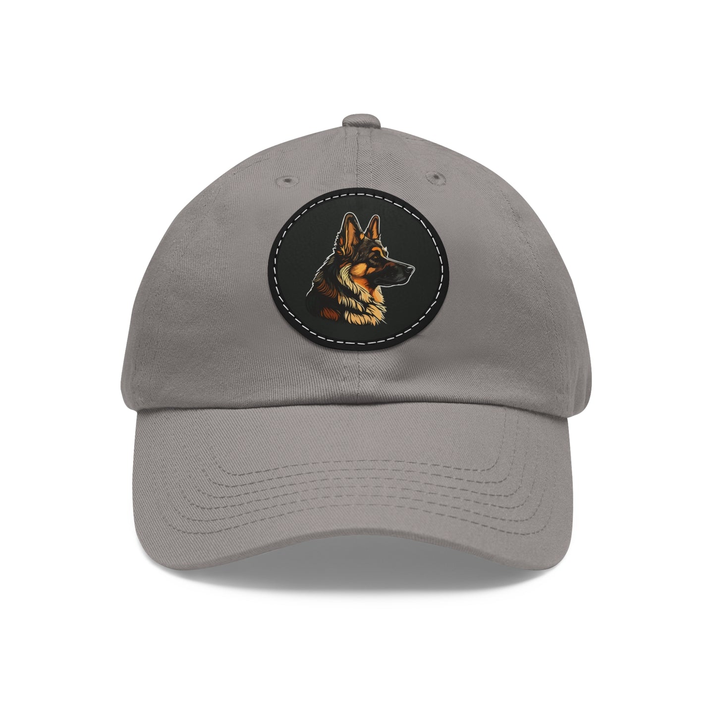 Customized Dad Hat with Leather Patch - German Shepherd Design