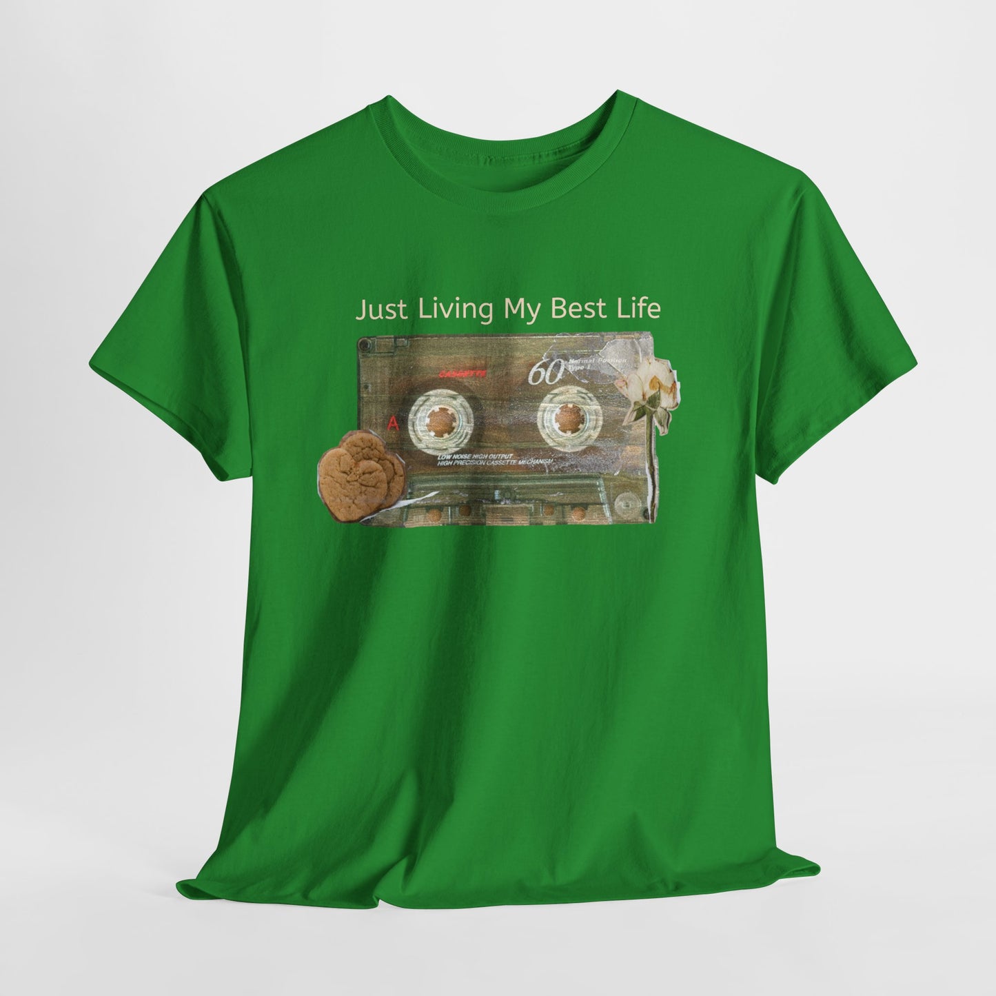 Just Living My Best Life Tee, Vintage Cassette T-Shirt, Casual Wear, Gift for Friends, Music Lover's Apparel