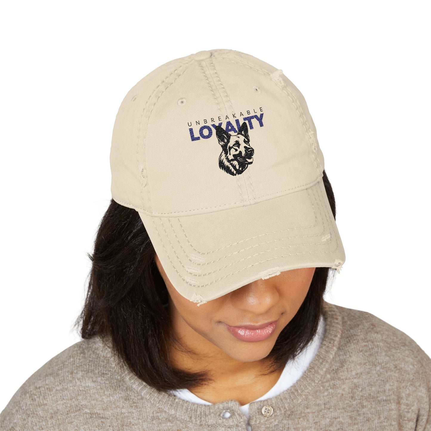 German Shepherd Embroidered Distressed Dad Hat - Unbreakable Loyalty | Perfect for Dog Lovers