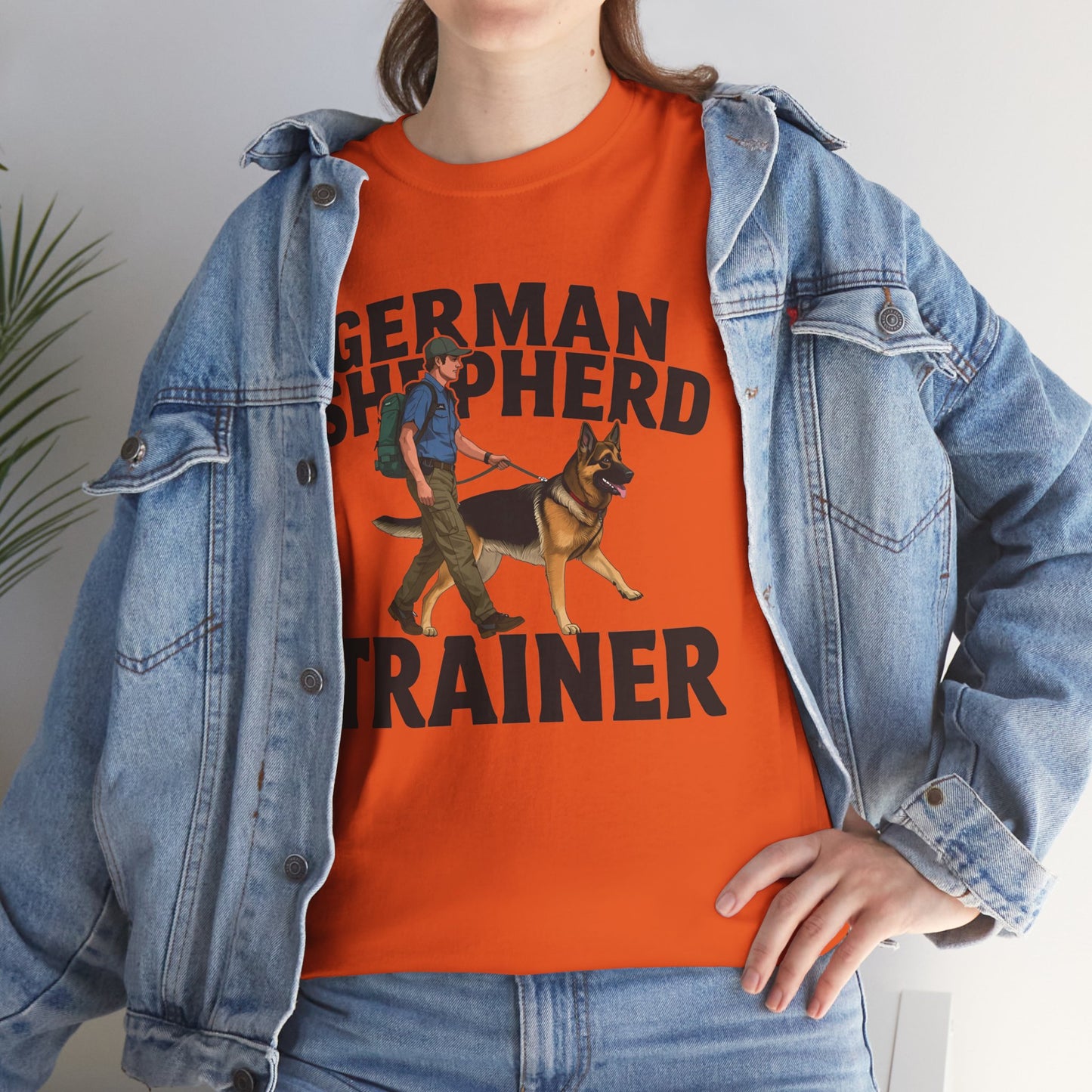German Shepherd Trainer Tee - Man Holding a German Shepherd | Dog Lover Gift