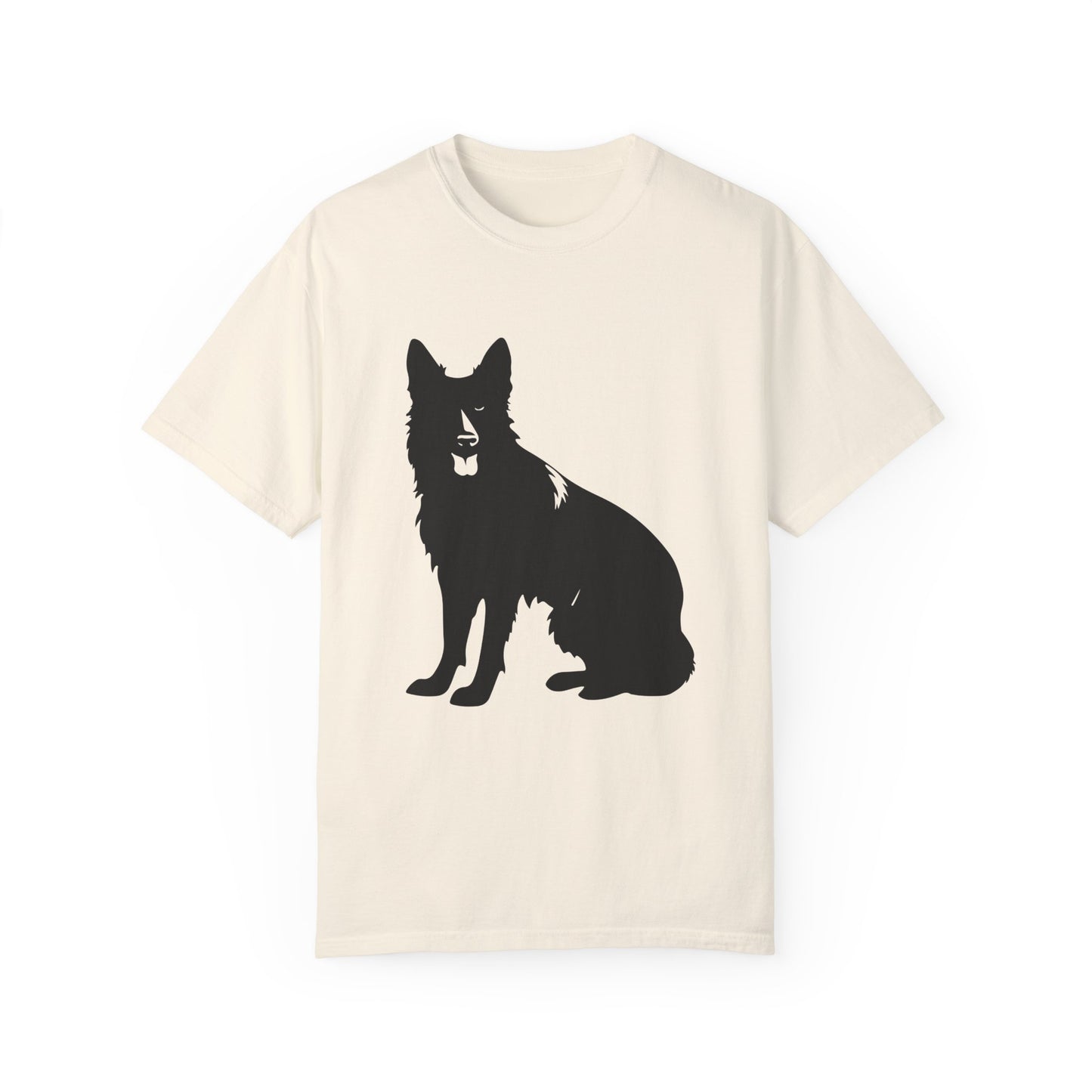 Unisex T-shirt With Graphic of Black German Shepherd Sloppy Sitting