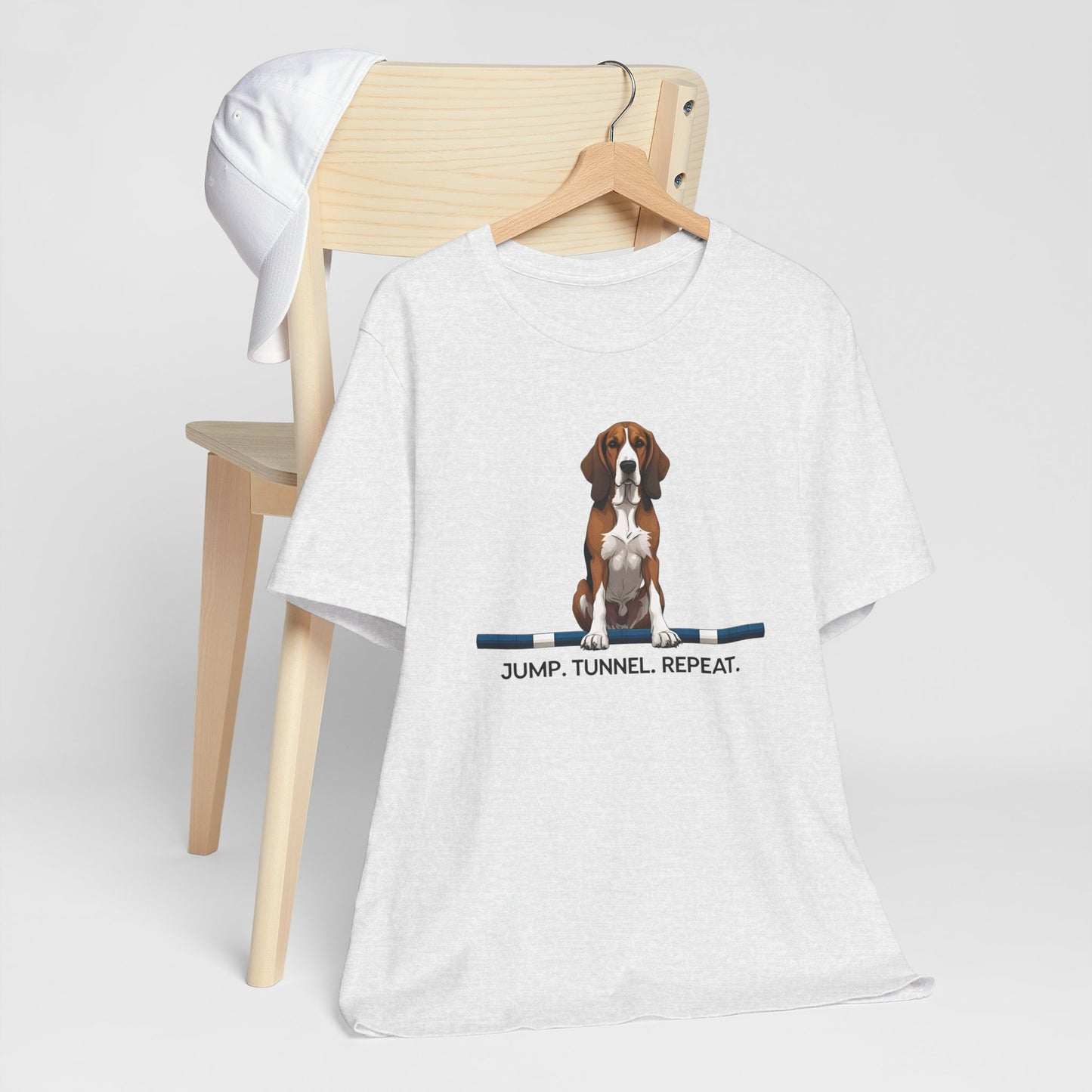Dog Agility Tee, Fun Pet Lover Shirt, Jump Tunnel Repeat T-Shirt, Dog Enthusiast Apparel, Gift for Dog Owners