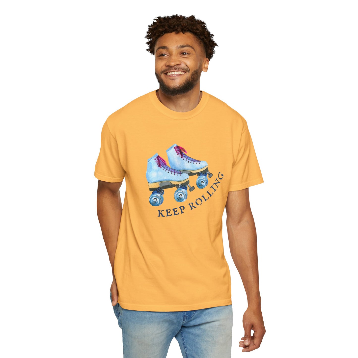 Keep Rolling Retro Roller Skates Tee, Vintage Skate T-shirt, Unisex Garment-Dyed Shirt, Fun Gift for Skating Lovers, Summer Apparel