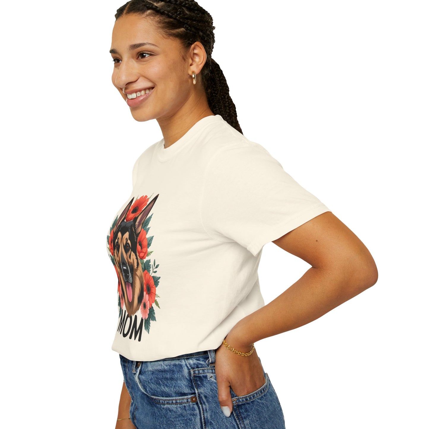 Floral German Shepherd Dog Mom T-Shirt, Perfect Gift for Dog Lovers, Mother’s Day, Birthday, Casual Wear, Comfortable Everyday Tee