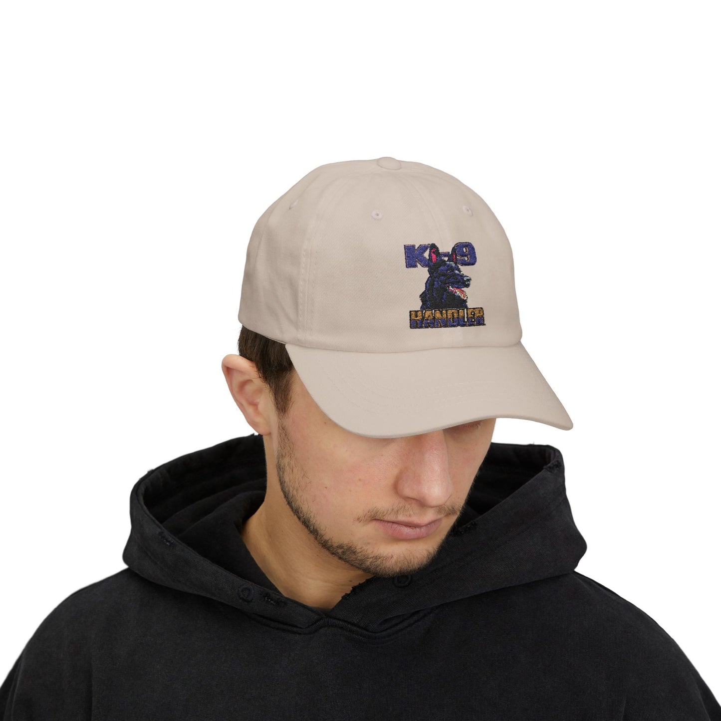 Embroidered K9 Handler Classic Dad Cap - Featuring a Black German Shepherd, Adjustable Cap for Pet Owners, Outdoor Hat