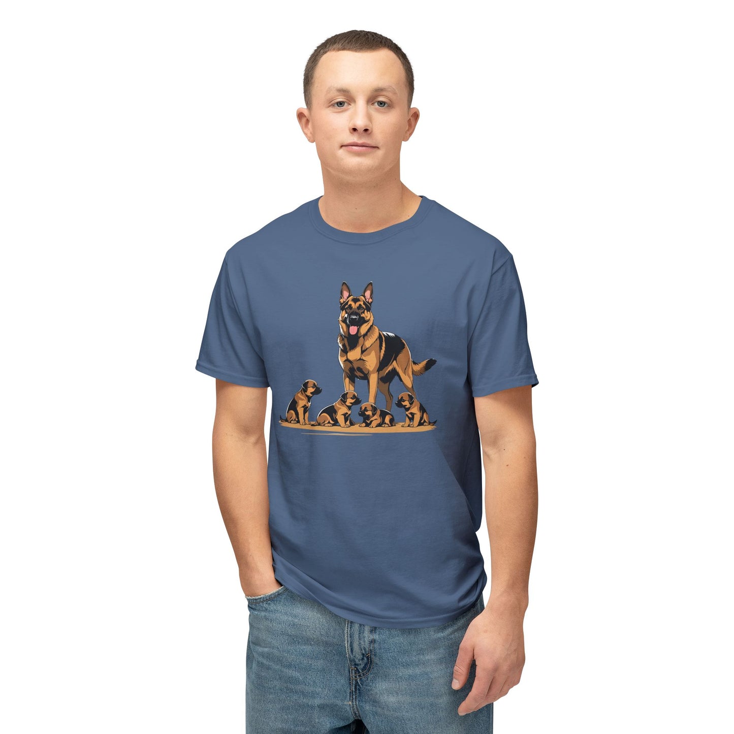 Adorable German Shepherd Family T-Shirt | Dog Lover Gift, Pet Owners Tee, Animal Lovers Apparel, Cute Canine Shirt, Father's Day Gift