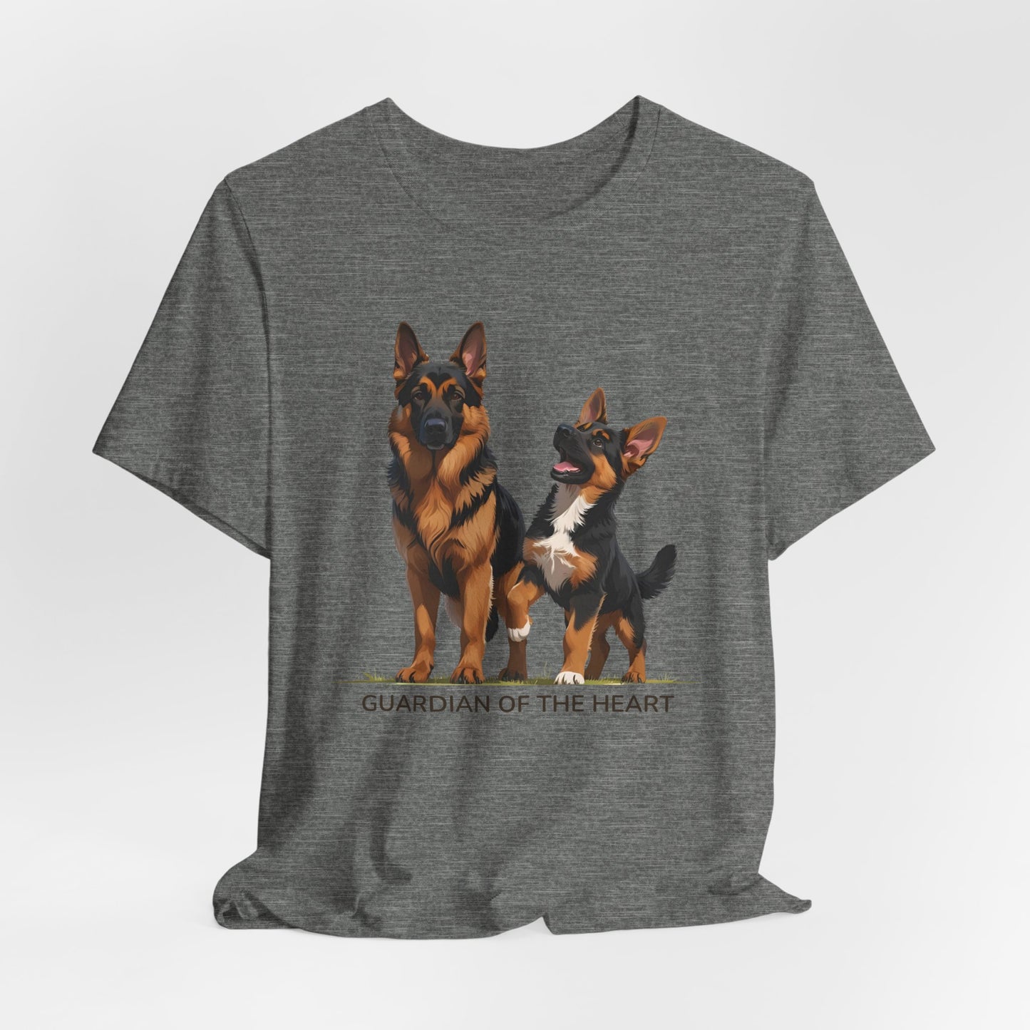 German Shepherd and Puppy Tee - Guardian of the Heart, Gifting for Pet Owners, Cute Graphic Shirt, Perfect for Birthdays, Dog-Themed Apparel