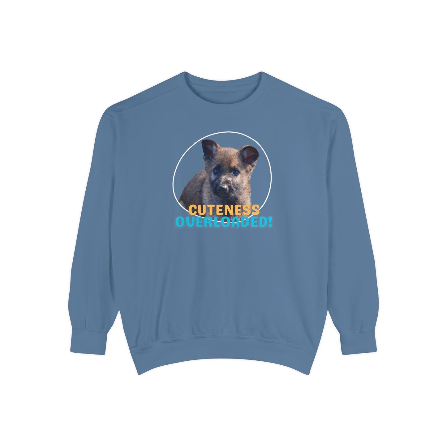 Unisex Dog Lover Hoodie With a Cute Sable German Shepherd Puppy and Caption Cuteness Overloaded