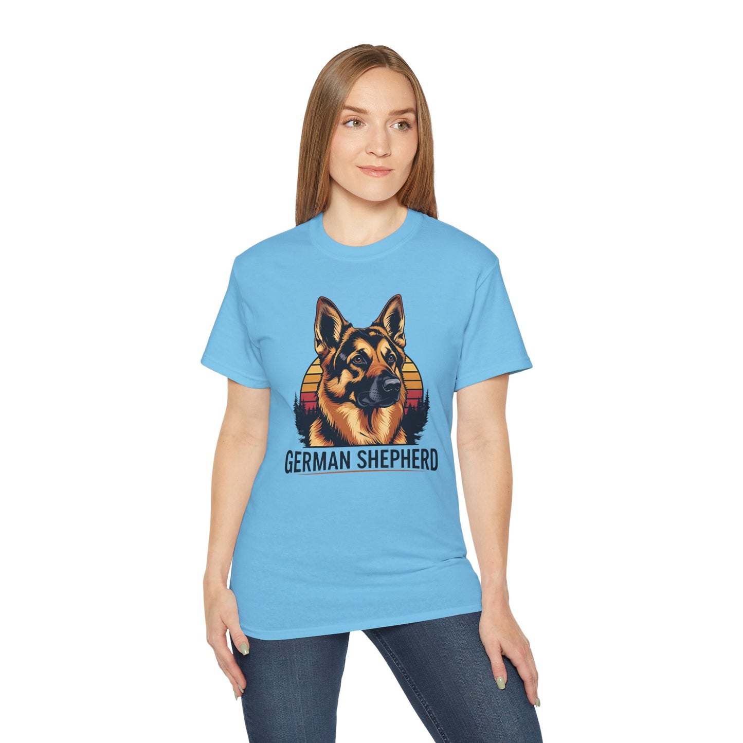 German Shepherd Ultra Cotton Tee, Dog Lover Gift, Retro Design, Pet Owner Shirt, Animal Apparel, Birthday Gift, Casual Wear