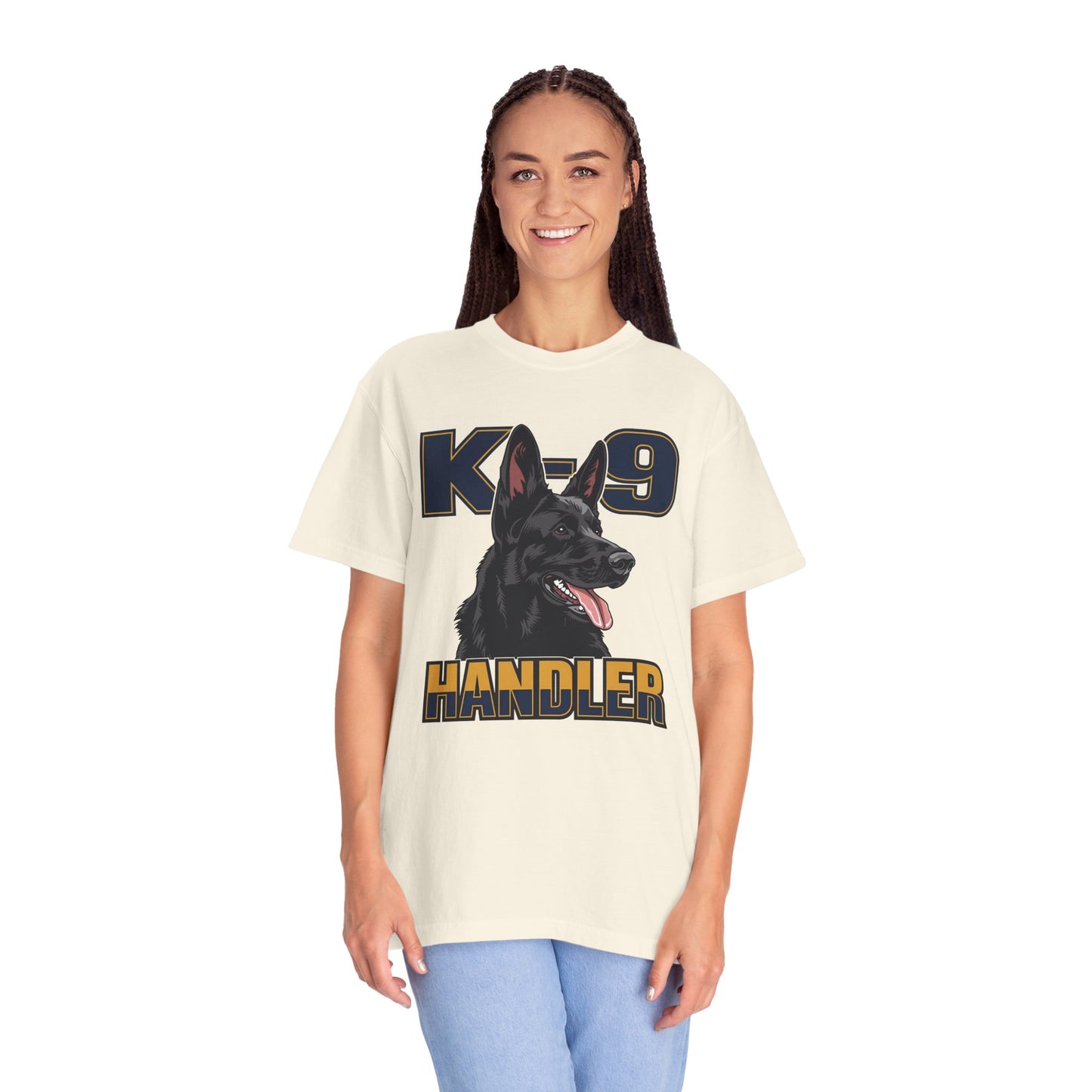 Black German Shepherd K-9 Handler T-Shirt, Garment-Dyed Unisex Tee for Dog Lovers