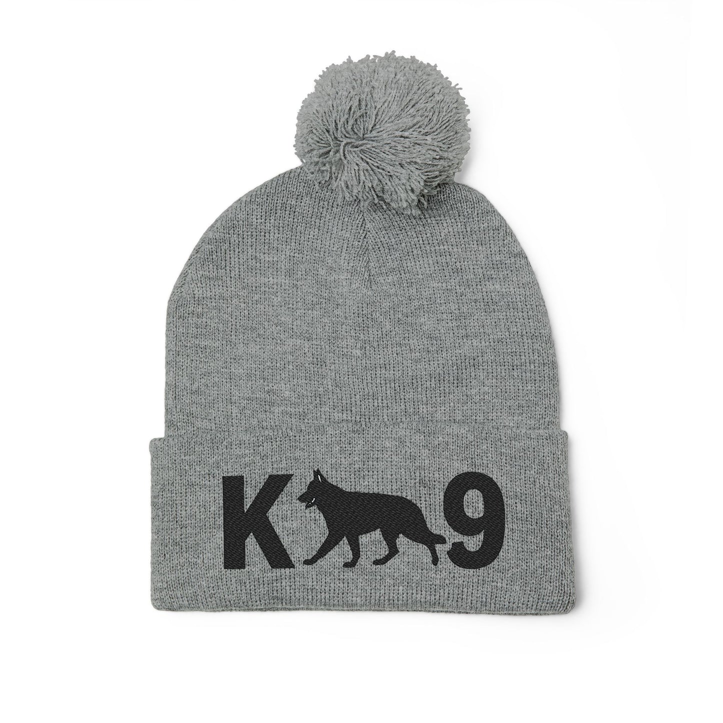 Embroidered K9 Pom-Pom Knit Cap - German Shepherd Design | Winter Beanie, Dog Lover Gift