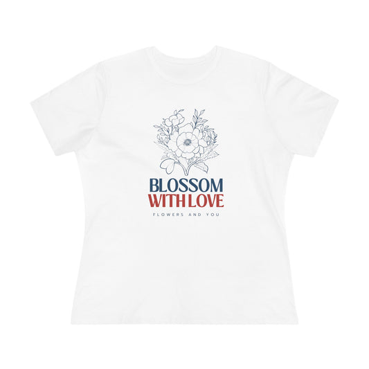 Blossom With Love Women's Cotton Tee, Floral Graphic Shirt, Casual Spring Top, Gift for Her, Mother's Day Tee