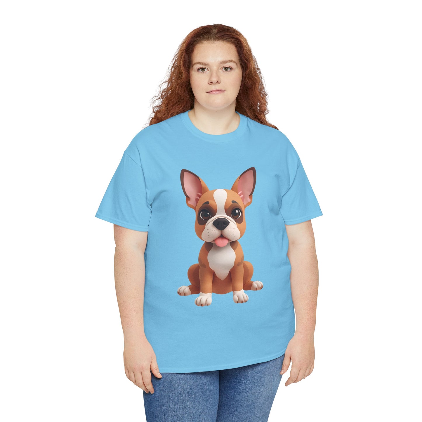Cute 3D French Bulldog T-Shirt Unisex Heavy Cotton Tee, Dog Lover Gift