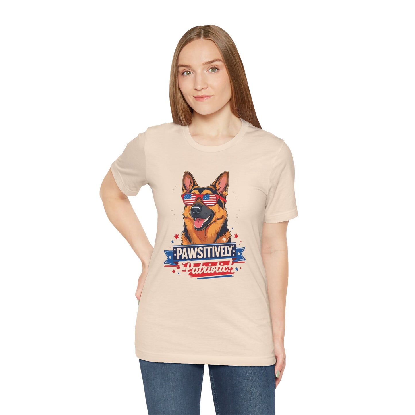 Pawsitively Patriotic German Shepherd Dog Tee, Unisex T-Shirt, Perfect for Summer Celebrations, Pet Lovers Gift, 4th of July Apparel