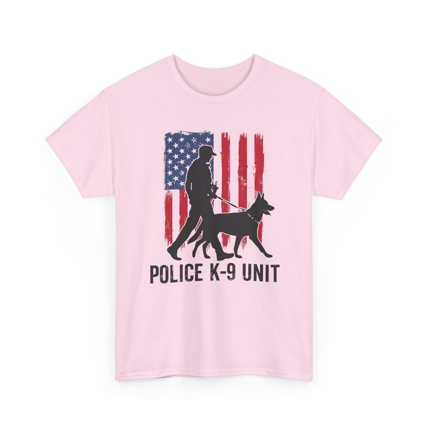 Patriotic Police K-9 Unit Heavy Cotton Tee, Unisex Cotton Shirt for Dog Lovers, Law Enforcement Apparel, Gifts for Police Officers