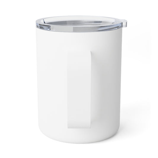 Insulated Coffee Mug 10oz With a Graphic of German Shepherd Wearing Detector's Hat and Costume