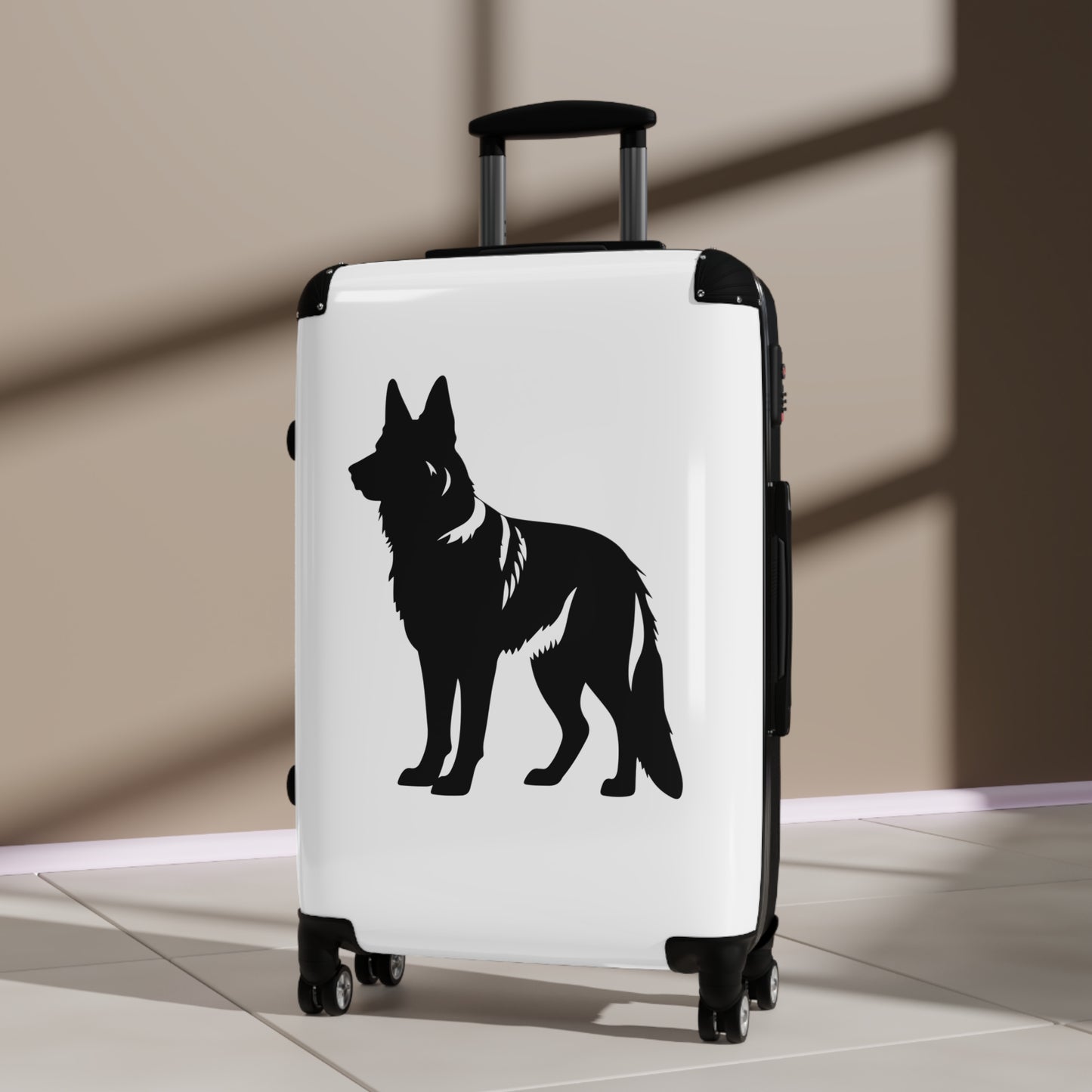 Dog Lover's Suitcase Featuring a Graphic of Black German Shepherd
