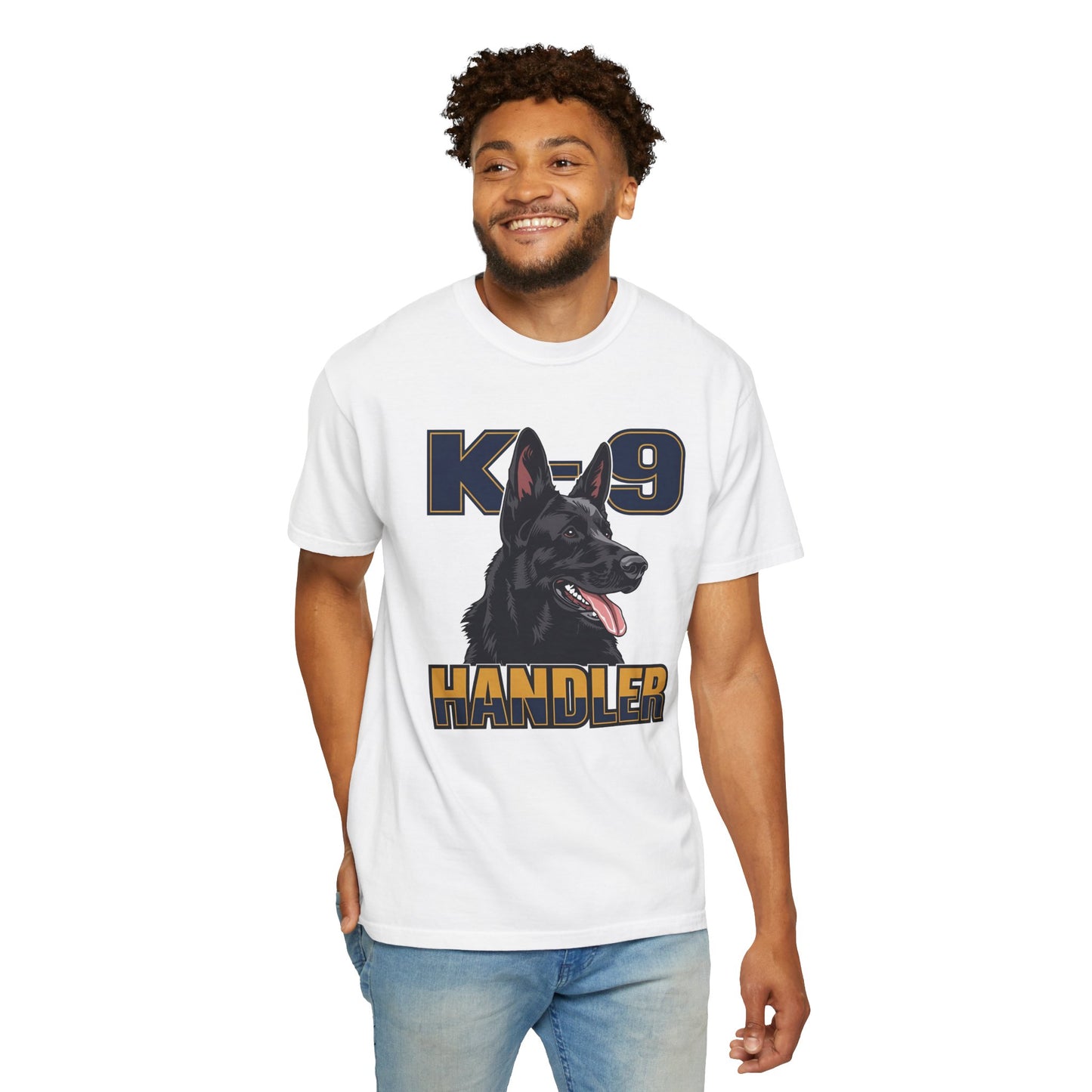 Black German Shepherd K-9 Handler T-Shirt, Garment-Dyed Unisex Tee for Dog Lovers