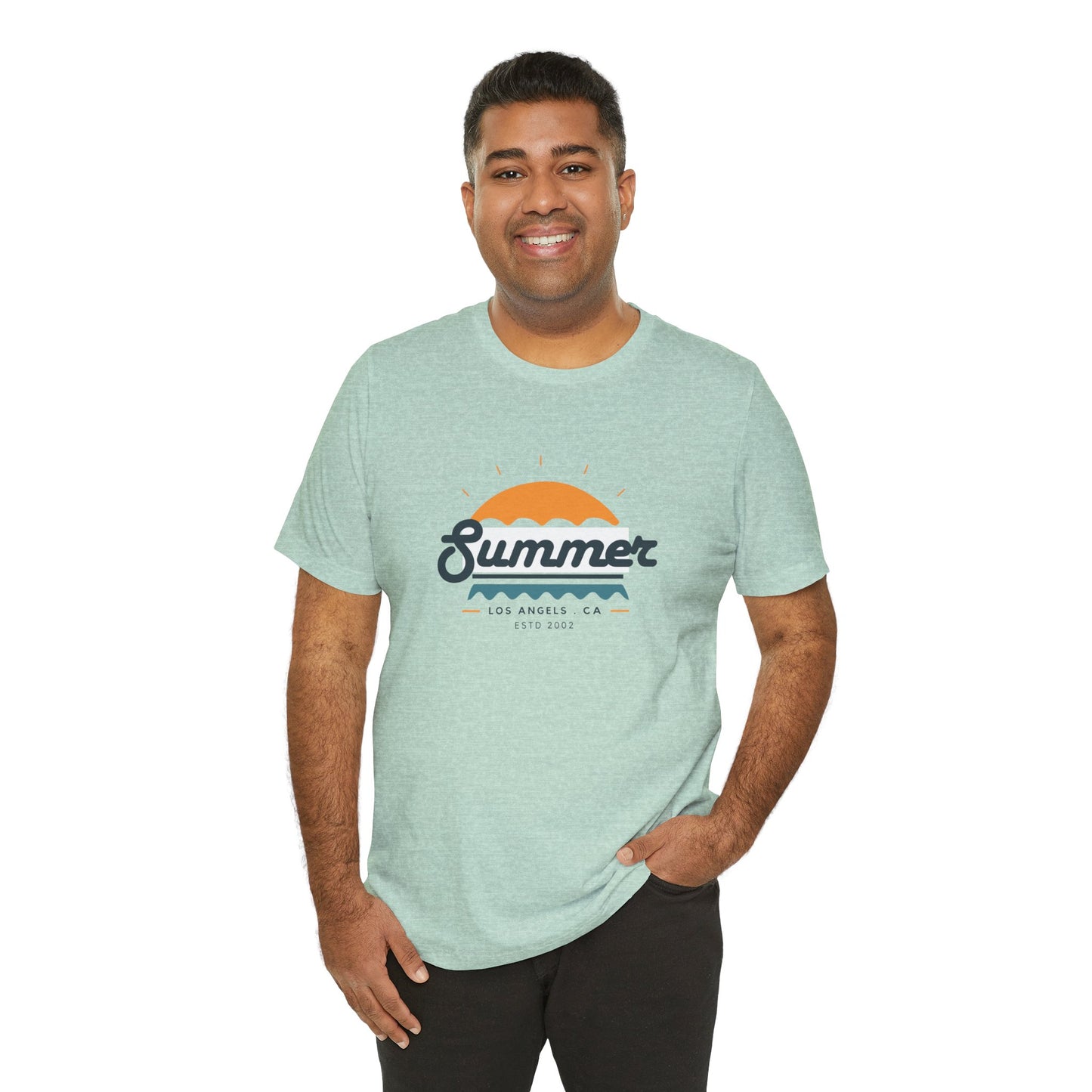 Summer Vibes Unisex Jersey Short Sleeve Tee, Beach Shirt, Casual Summer Wear, Gift for Friends, Coastal Adventure Top, LA Style Tee
