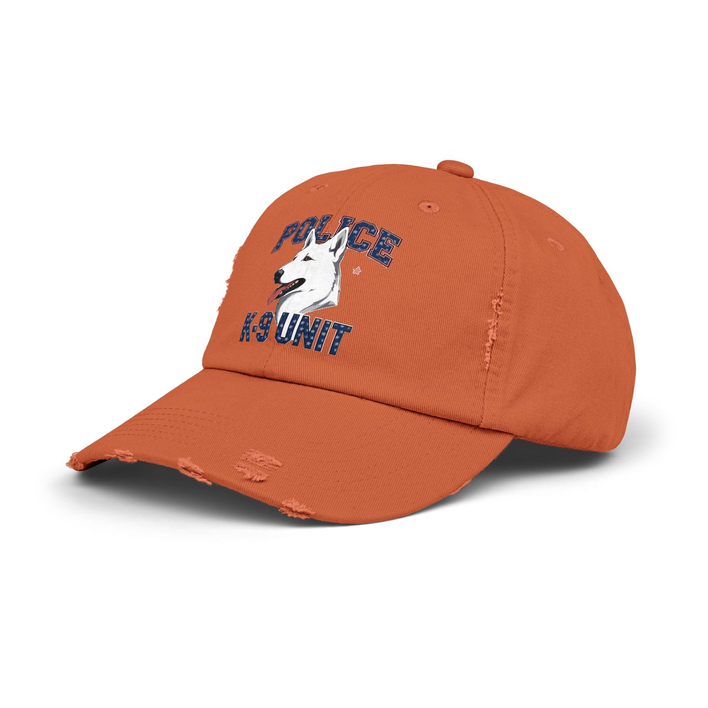 Unisex Distressed Cap with Police K9 Design Featuring German Shepherd, Trendy Dog Lover Hat, Perfect Gift for Police Supporters