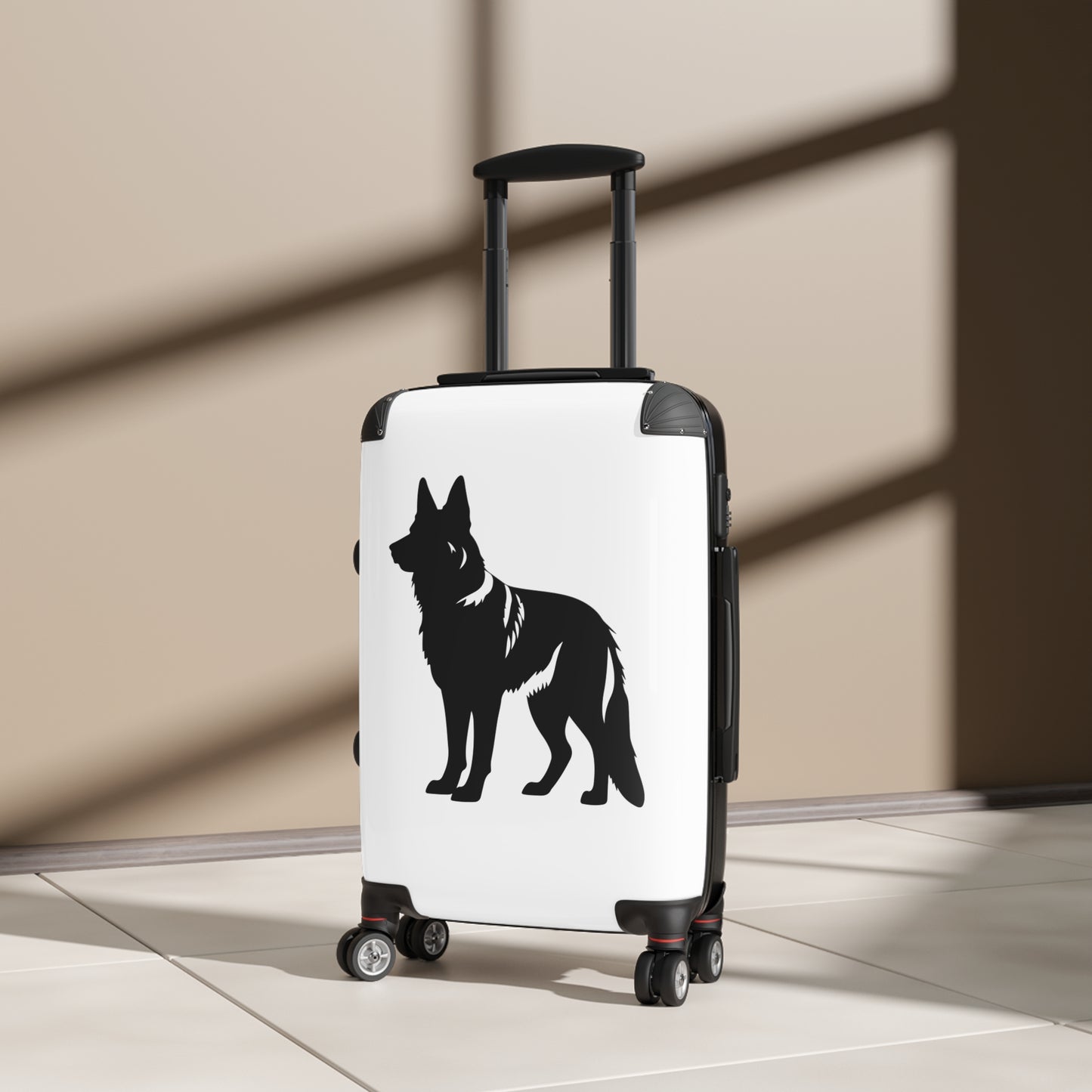 Dog Lover's Suitcase Featuring a Graphic of Black German Shepherd