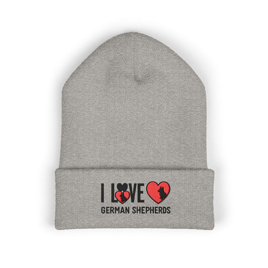I Love German Shepherds Embroidered Classic Cuffed Beanie