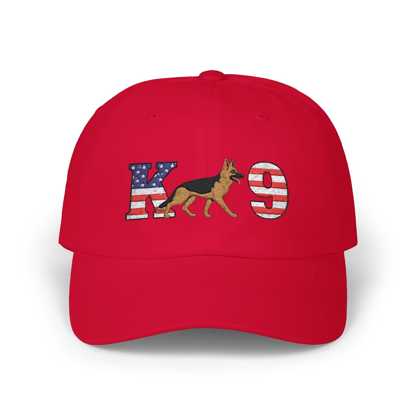 Patriotic K9 German Shepherd Dad Cap - USA Flag Design on K and 9 | Adjustable Baseball Hat | Gift for Dog Lovers