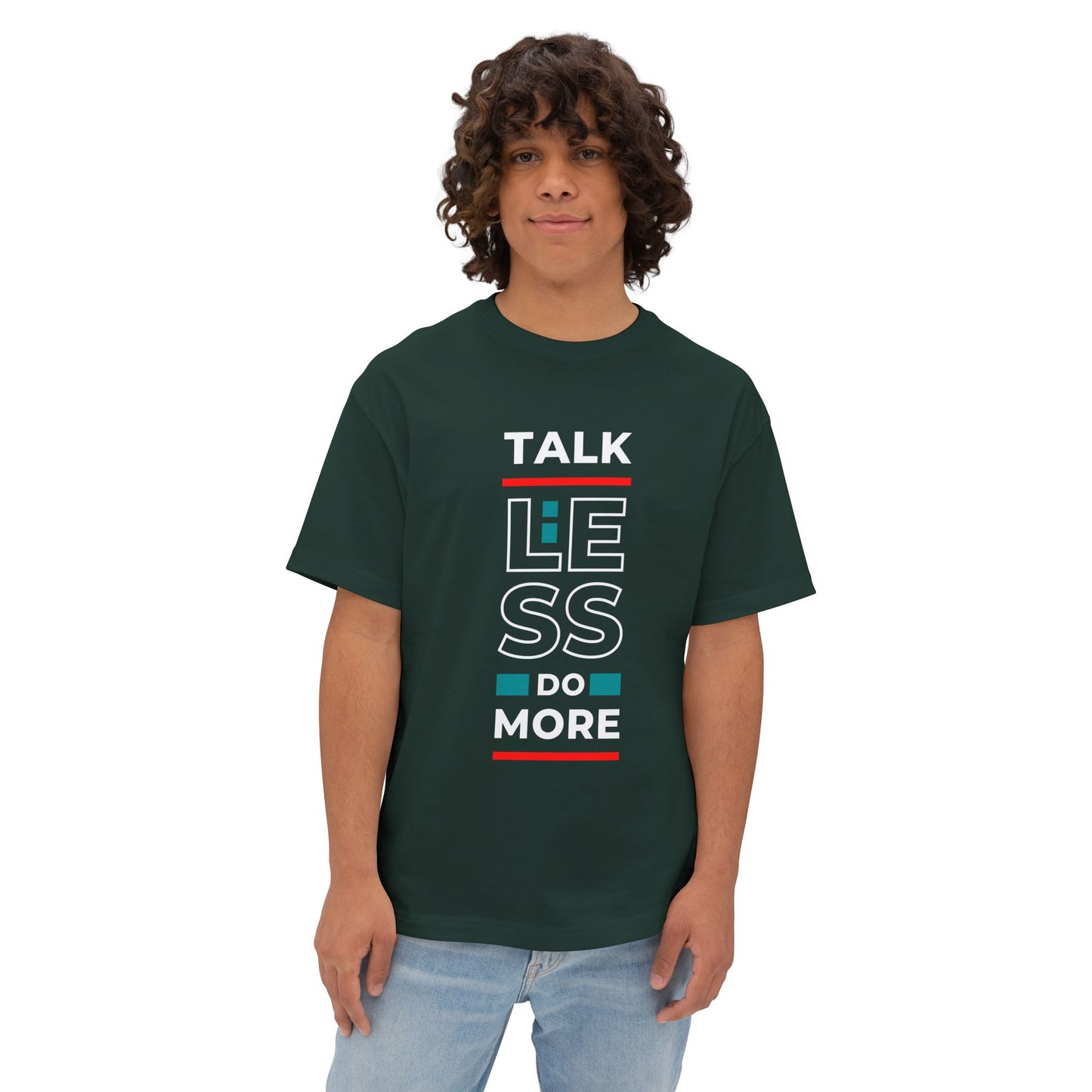 Unisex Oversized Boxy Tee - Motivational Talk Less Do More Shirt, Casual Wear, Everyday Style, Gift for Friends, Comfortable Tee