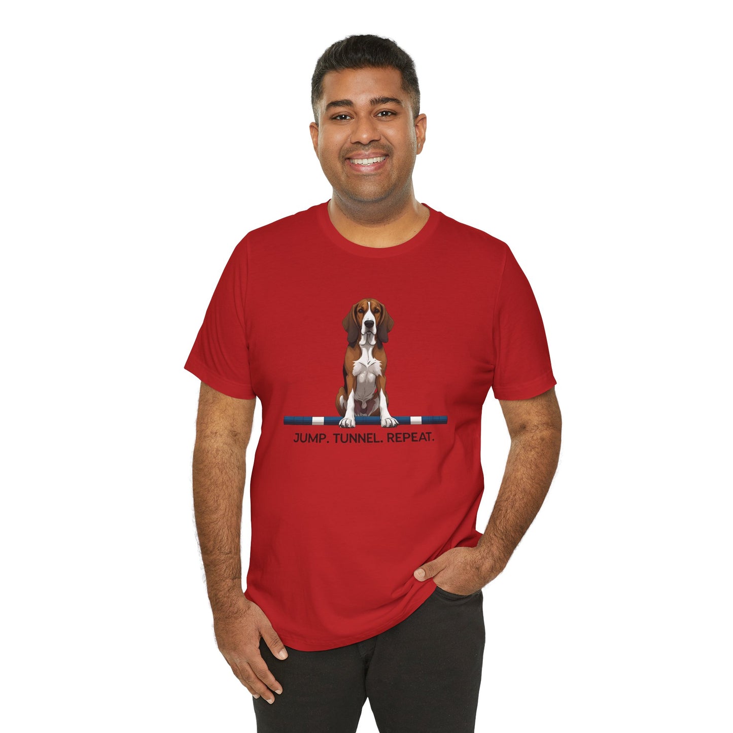 Dog Agility Tee, Fun Pet Lover Shirt, Jump Tunnel Repeat T-Shirt, Dog Enthusiast Apparel, Gift for Dog Owners