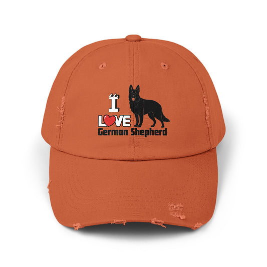I Love German Shepherd Distressed Cap - Dog Lovers Gift