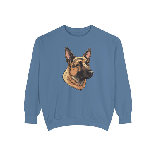 Unisex Dog Lover Sweatshirt With a Close Up Graphic of Serious German Shepherd