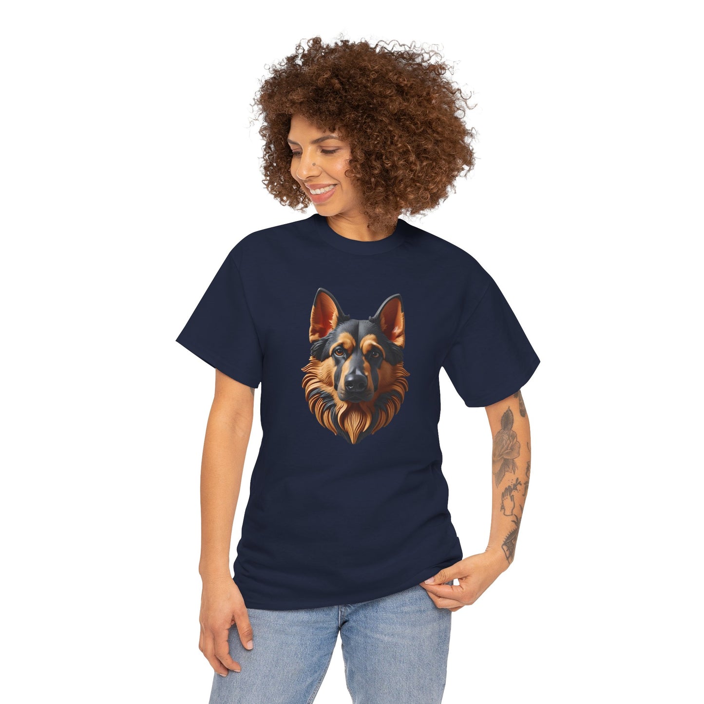 German Shepherd Lover Tee With 3D Design, Unisex Cotton Shirt, Dog T-Shirt, Pet Lovers Gift, Animal Enthusiast Apparel
