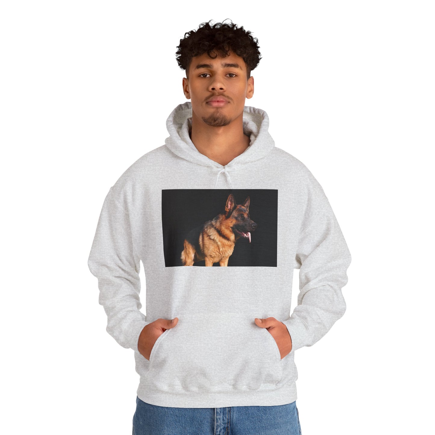 Unisex Dog Lover Hoodie With  a Showline German Shepherd Leaving Tongue Out Standing for a Pose