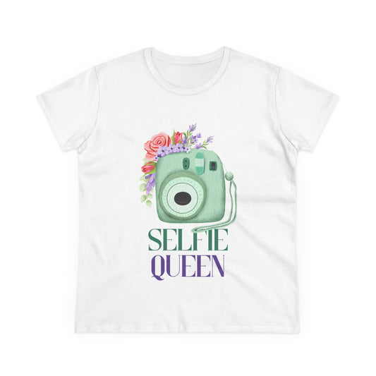 Selfie Queen Women's Cotton Tee - Perfect for Creatives, Gifts, Photography Lovers, Casual Wear, Everyday Style
