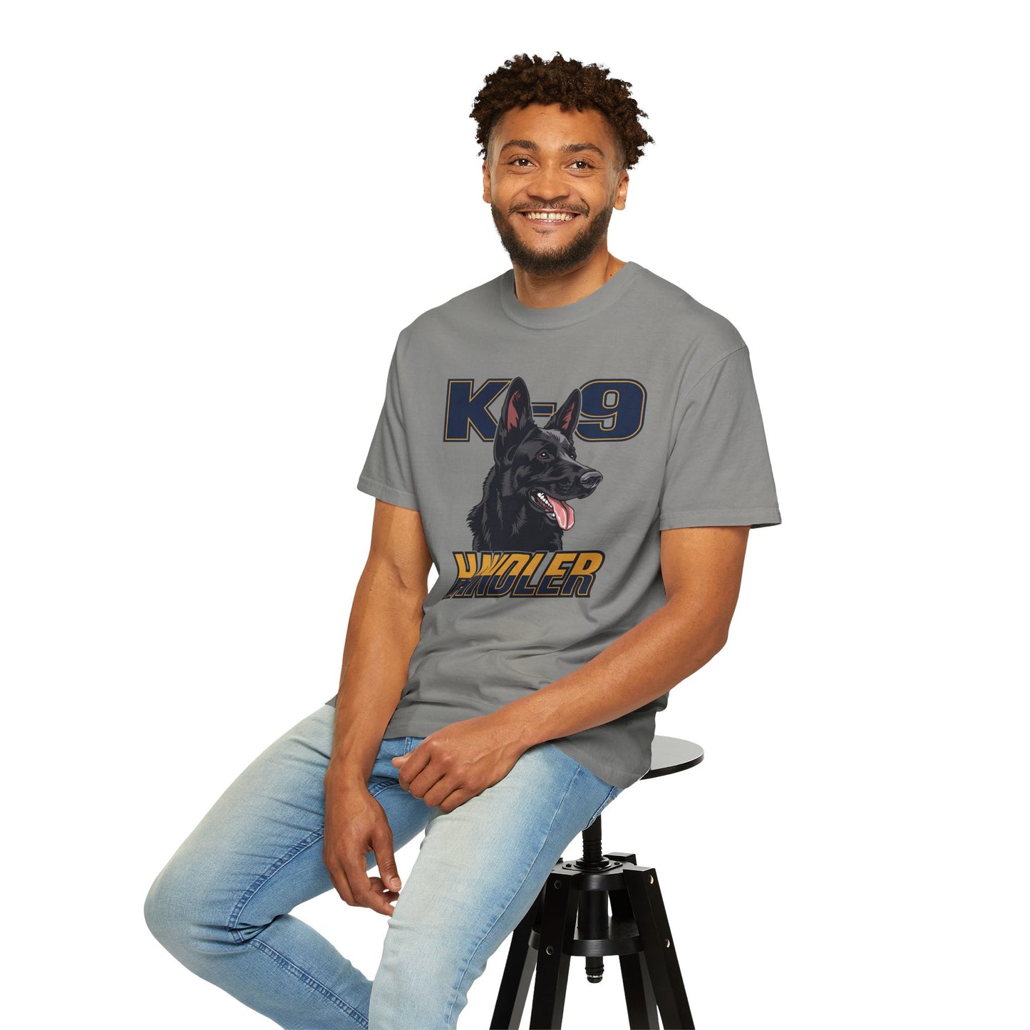 Black German Shepherd K-9 Handler T-Shirt, Garment-Dyed Unisex Tee for Dog Lovers