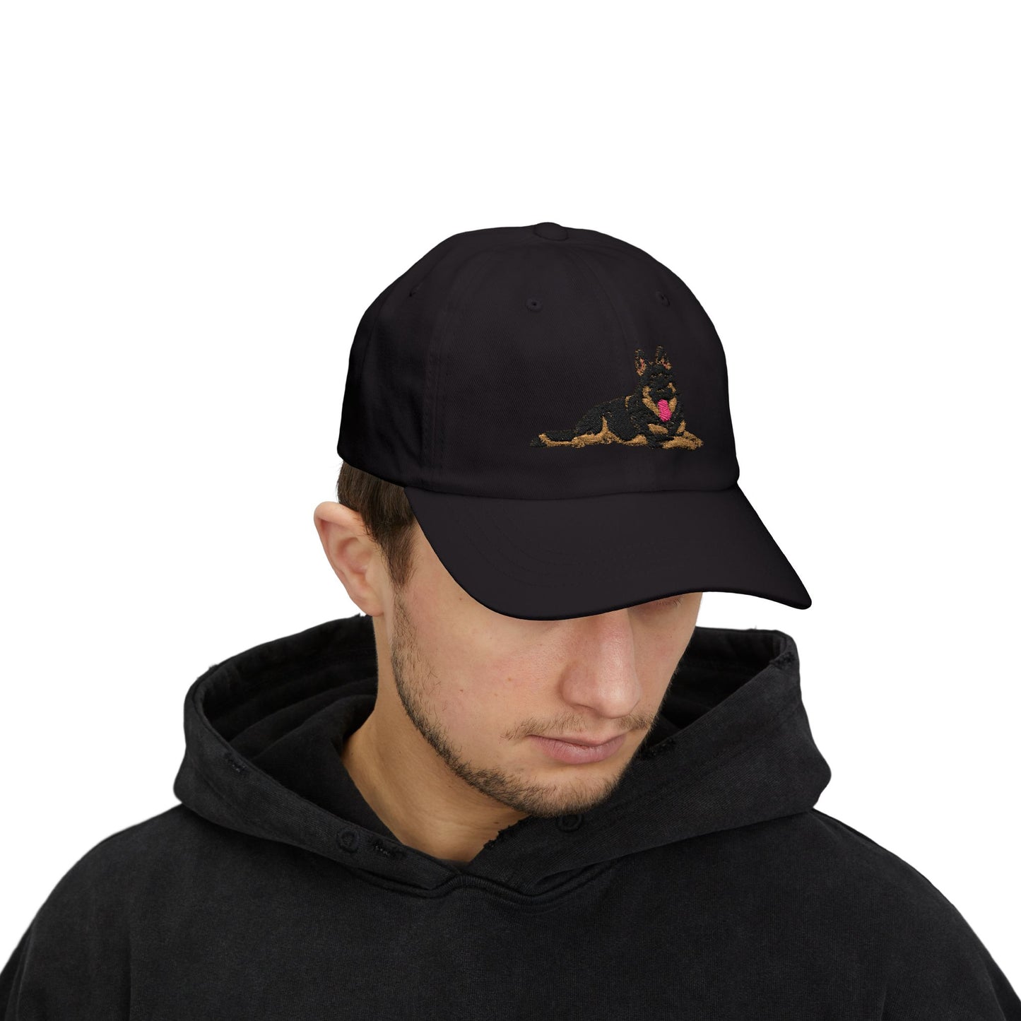 Classic Dad Cap Featuring a Giant Old Fashioned Working Line German Shepherd Embroidered Design