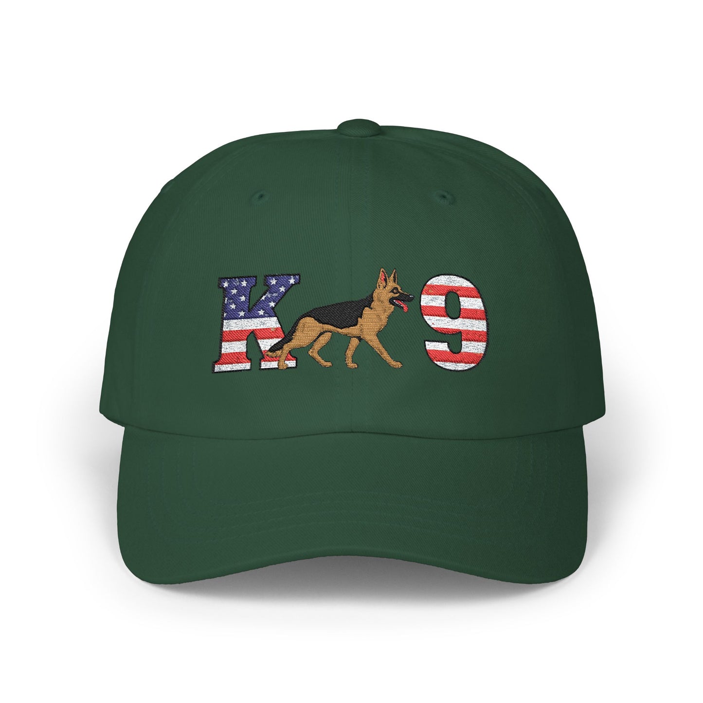 Patriotic K9 German Shepherd Dad Cap - USA Flag Design on K and 9 | Adjustable Baseball Hat | Gift for Dog Lovers