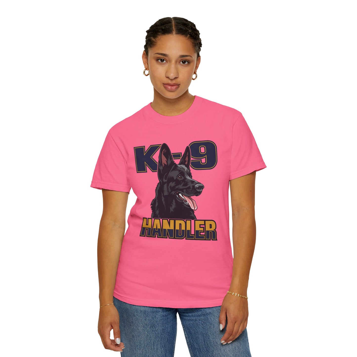 Black German Shepherd K-9 Handler T-Shirt, Garment-Dyed Unisex Tee for Dog Lovers