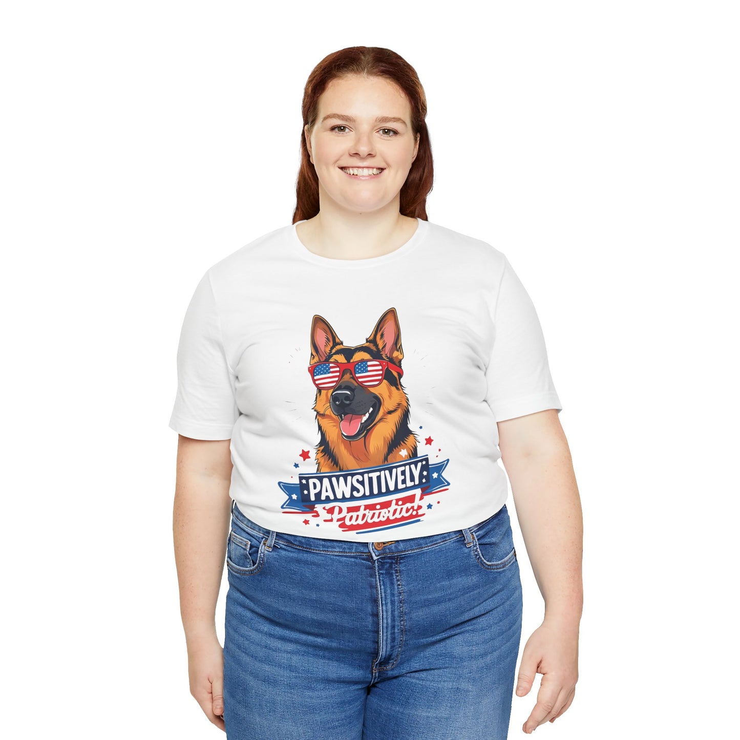 Pawsitively Patriotic German Shepherd Dog Tee, Unisex T-Shirt, Perfect for Summer Celebrations, Pet Lovers Gift, 4th of July Apparel