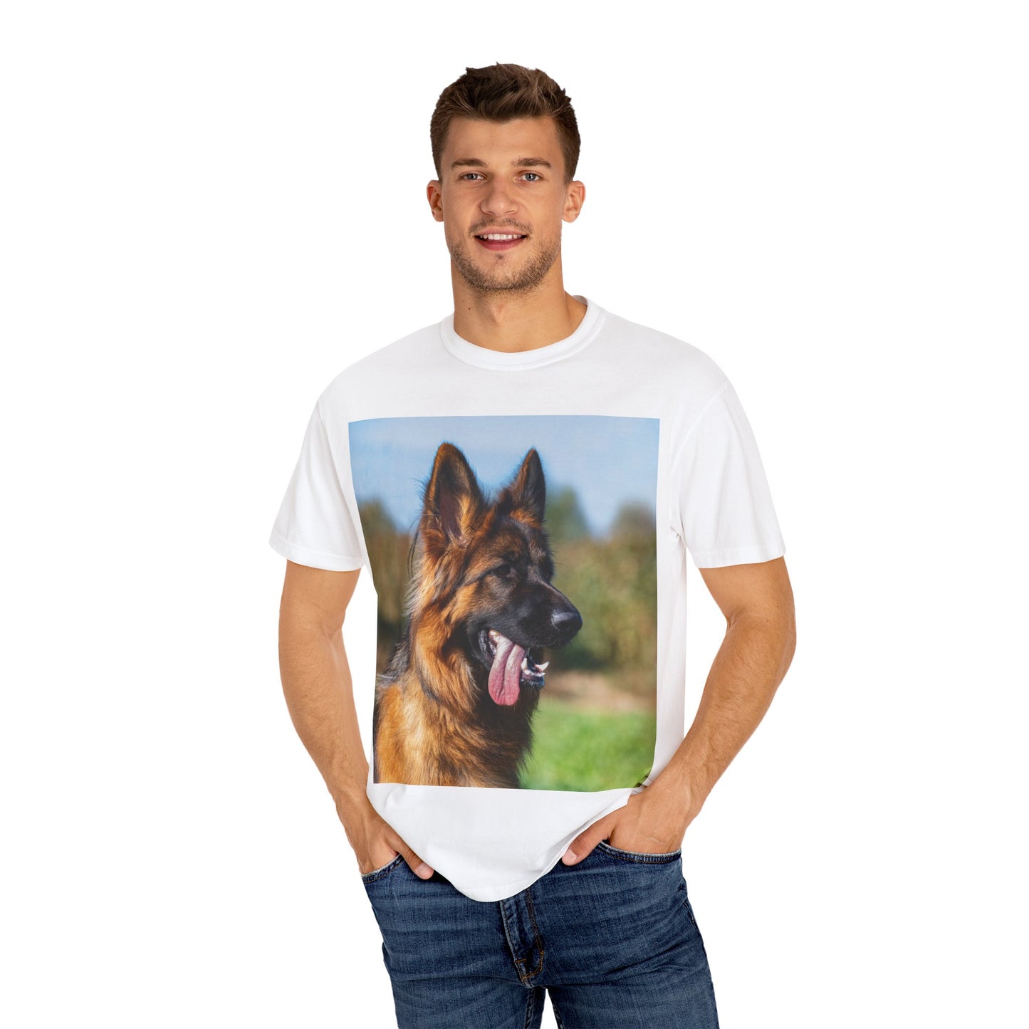 Unisex Dog Lover T-Shirt Featuring a Stunning Showline German Shepherd Puppy Leaving Tongue Out