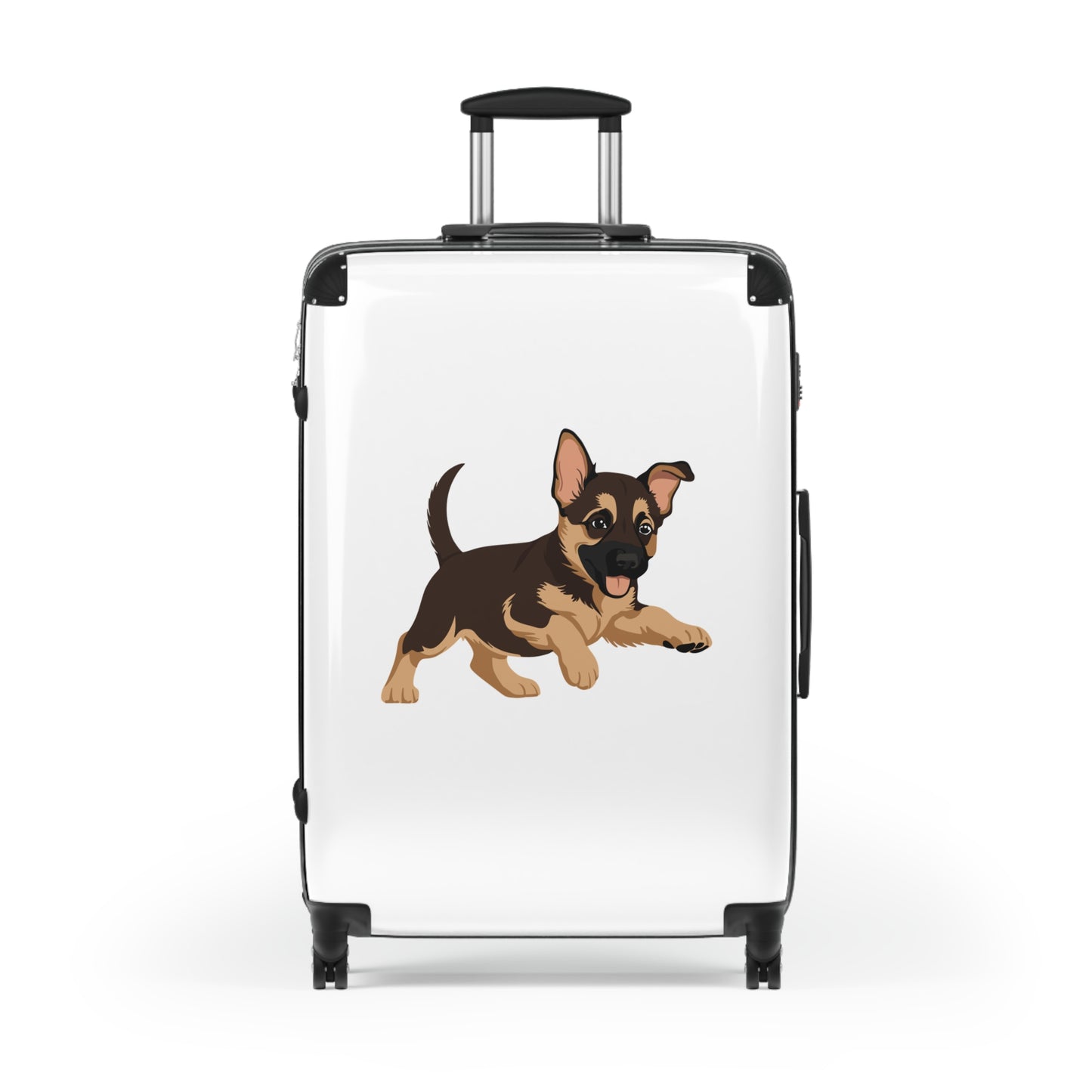 Dog  Lover Travel Suitcase Featuring a Graphic of Cute Playing German Shepherd Puppy