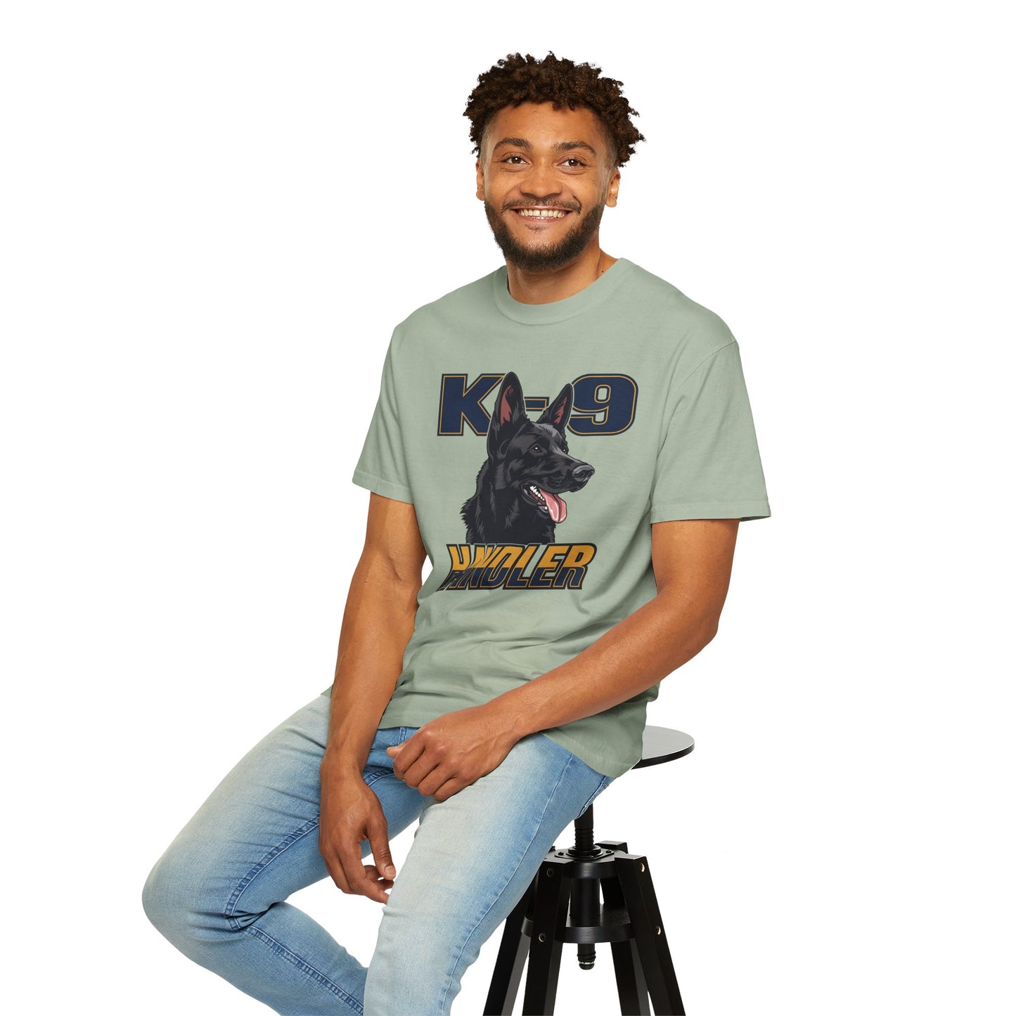 Black German Shepherd K-9 Handler T-Shirt, Garment-Dyed Unisex Tee for Dog Lovers