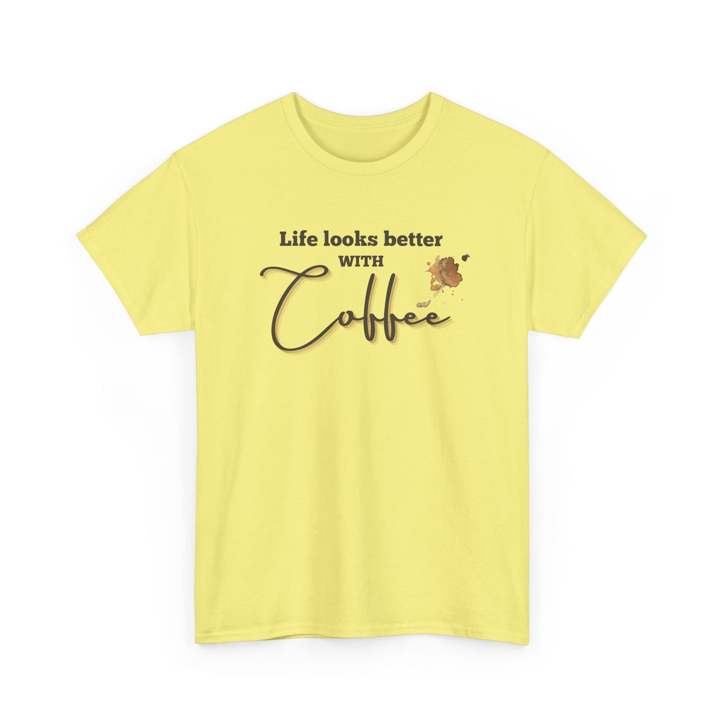 Life Looks Better with Coffee Tee | Unisex Cotton Tee for Coffee Lovers, Gift for Birthdays, Anniversaries, Casual Wear, Coffee-themed