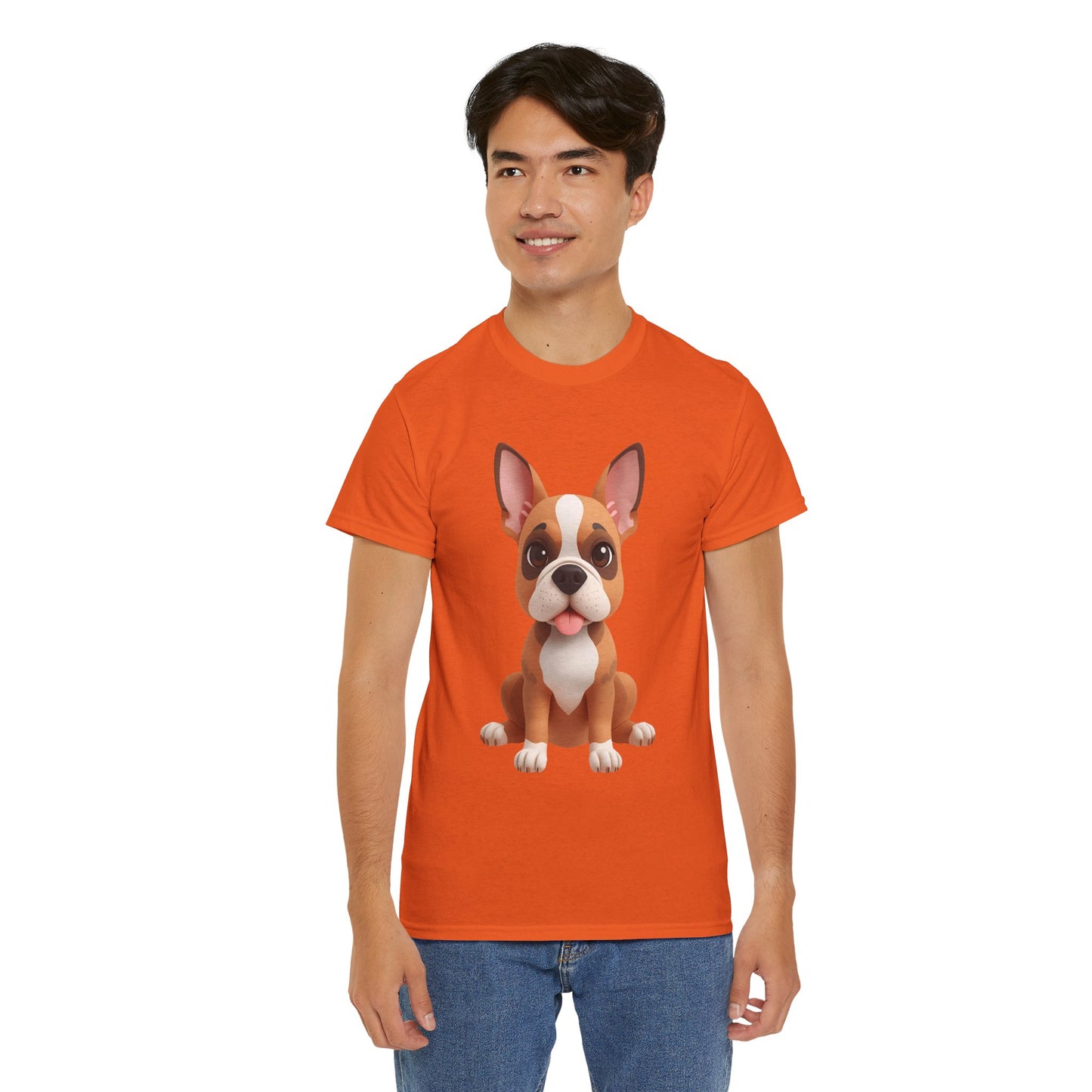 Cute 3D French Bulldog T-Shirt Unisex Heavy Cotton Tee, Dog Lover Gift
