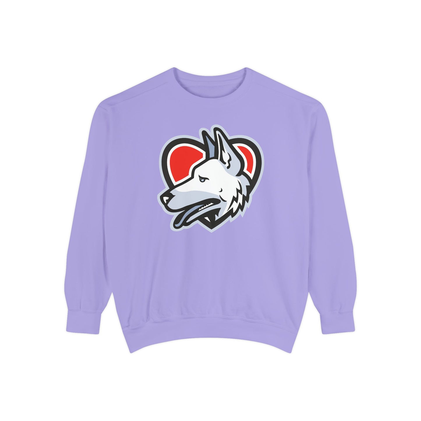 Unisex Dog Lover Sweatshirt With a Close Up Graphic of German Shepherd Placed Inside Red Heart