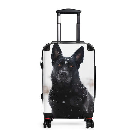 Dog Lover Suitcase Featuring a Giant Black Working Line German Shepherd In the Snow