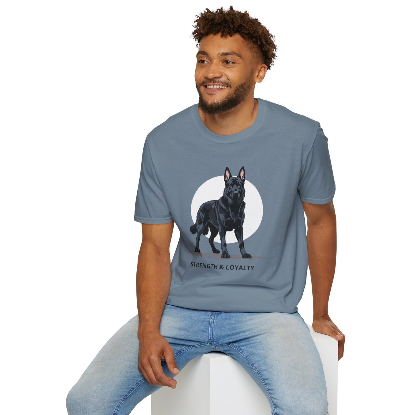 Strength & Loyalty German Shepherd Dog T-Shirt, Unisex Pet Lover Tee, Gifts for Dog Owners, Animal Lovers Apparel, Casual Everyday Wear, Black Dog Shirt