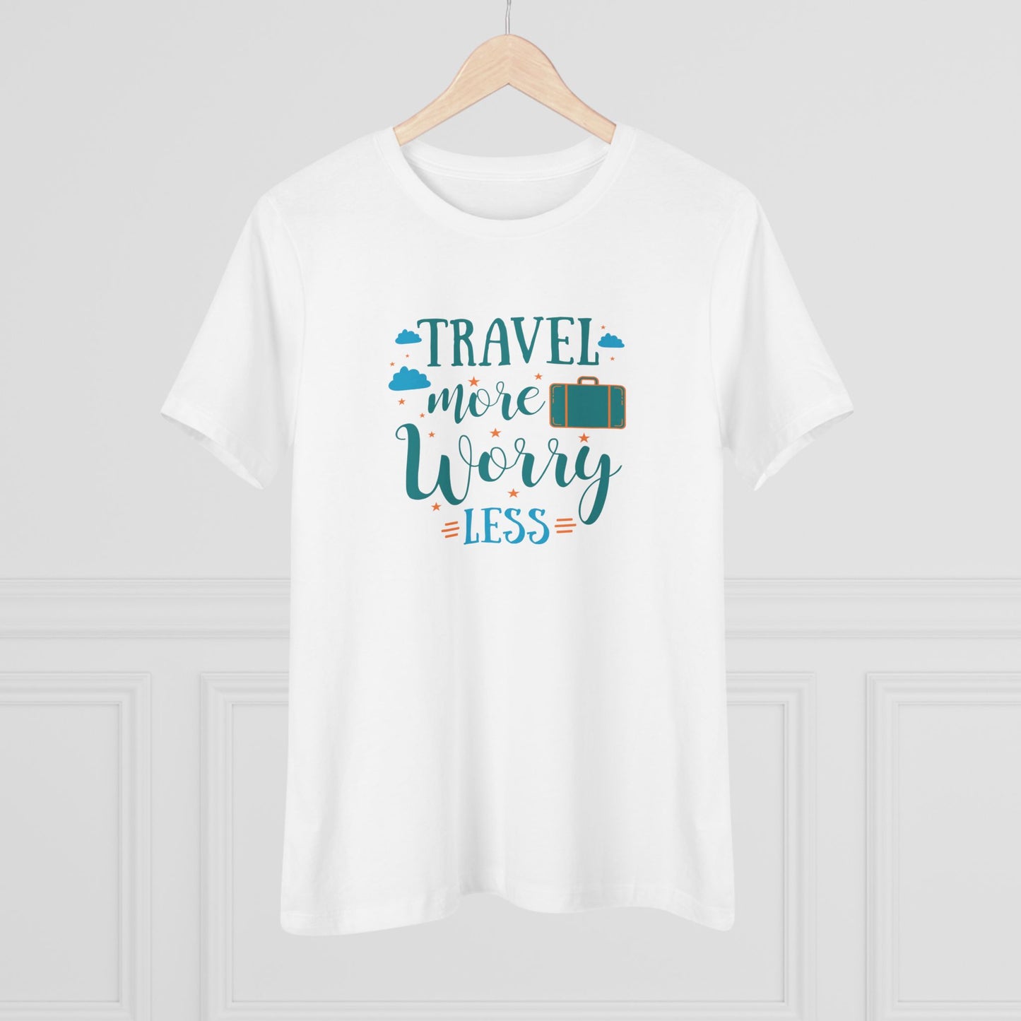 Travel More Worry Less Women's Cotton Tee, Travel Shirt, Vacation Top, Adventure Tee, Gift for Travelers